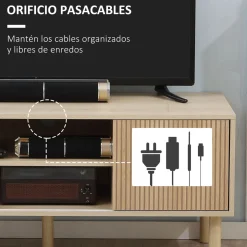 Mueble de TV Taro Homcom 2 puertas con estante natural 49x115x40 cm