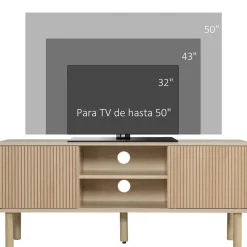 Mueble de TV Taro Homcom 2 puertas con estante natural 49x115x40 cm