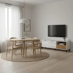 Mueble de TV Tokio 2 puertas con cajón y compartimento albo/rayado 46,5x136,3x40 cm