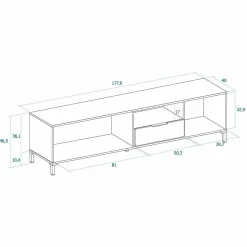 Mueble de TV Tokio 3 puertas + cajón rayado/natural 46,7x178x40 cm