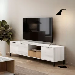Mueble de TV Tokio 3 puertas + cajón rayado/natural 46,7x178x40 cm