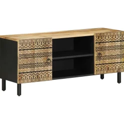 Mueble de TV Vela 2 puertas + 2 compartimentos negro/natural 46x105x33,5 cm