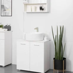 Mueble para lavabo Kleankin 2 puertas+balda interior blanco 62,5x60x30 cm