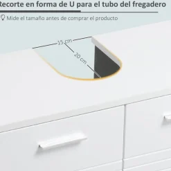 Mueble para lavabo Kleankin 2 puertas+balda interior blanco 62,5x60x30 cm