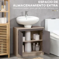 Mueble para lavabo Mole Homcom puerta doble roble/gris 59,8x60x30 cm