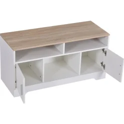 Mueble para TV Homcom 2 estantes+2 armarios+compartimento abierto blanco 52x105x40 cm