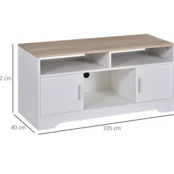 Mueble para TV Homcom 2 estantes+2 armarios+compartimento abierto blanco 52x105x40 cm