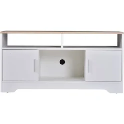 Mueble para TV Homcom 2 estantes+2 armarios+compartimento abierto blanco 52x105x40 cm