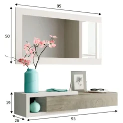 Mueble recibidor Enzo con espejo blanco artik/Alaska