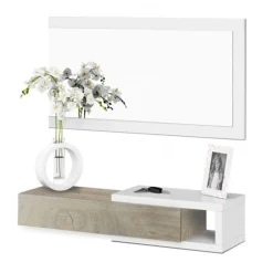 Mueble recibidor Enzo con espejo blanco artik/Alaska