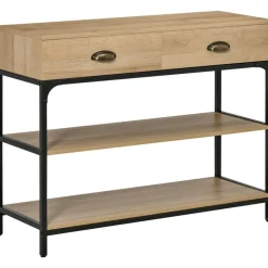 Mueble recibidor Homcom 2 cajones + 2 estantes roble 79,2x100x35 cm