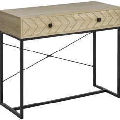 Mueble recibidor Homcom 2 cajones natural/negro 76x90x35 cm