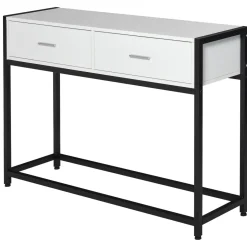 Mueble recibidor Homcom Afrodita pies ajustables + 2 cajones negro/blanco 81x34x120 cm