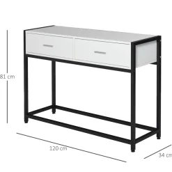Mueble recibidor Homcom Afrodita pies ajustables + 2 cajones negro/blanco 81x34x120 cm