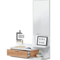 Mueble recibidor Lía con espejo roble nodi/blanco artik 116x81x29 cm