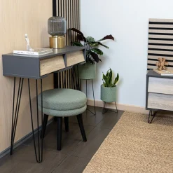 Mueble recibidor MOA Vinthera 2 cajones negro/natural 76x80x30 cm
