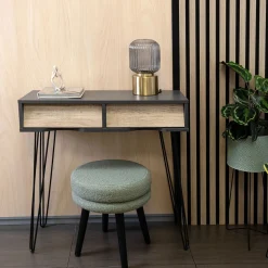 Mueble recibidor MOA Vinthera 2 cajones negro/natural 76x80x30 cm