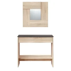 Mueble recibidor Oxys con espejo roble Canadian/grafito 92 cm