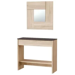 Mueble recibidor Oxys con espejo roble Canadian/grafito 92 cm