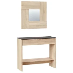 Mueble recibidor Oxys con espejo roble Canadian/grafito 92 cm