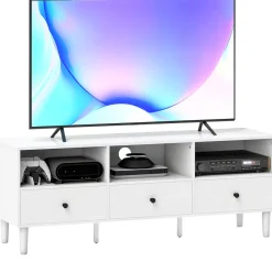Mueble TV Alaska Homcom 3 cajones + 3 compartimentos blanco 45x120x34 cm