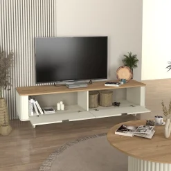 Mueble TV Bohema 2 puertas blanco/natural 46,6x180x47 cm