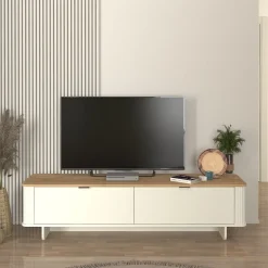 Mueble TV Bohema 2 puertas blanco/natural 46,6x180x47 cm