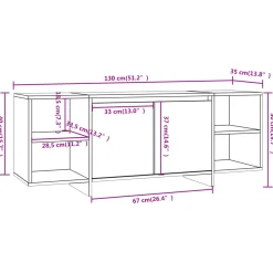 Mueble TV Dahl 2 puertas + 4 compartimentos roble 40x130x35 cm