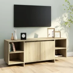 Mueble TV Dahl 2 puertas + 4 compartimentos roble 40x130x35 cm