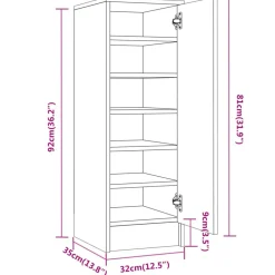 Mueble zapatero 1 puerta 6 compartimentos 92x32x35 cm