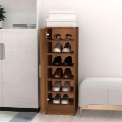 Mueble zapatero 1 puerta 6 compartimentos 92x32x35 cm