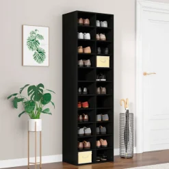 Mueble zapatero de madera 22 compartimentos 183x54x34 cm