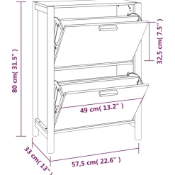 Mueble Zapatero África 2 puertas natural 80x57,5x33 cm