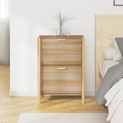 Mueble Zapatero África 2 puertas natural 80x57,5x33 cm