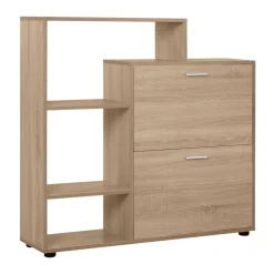 Mueble zapatero Nueva Delhi Homcom 2 puertas + estantes natural 98x101,5x25,5 cm
