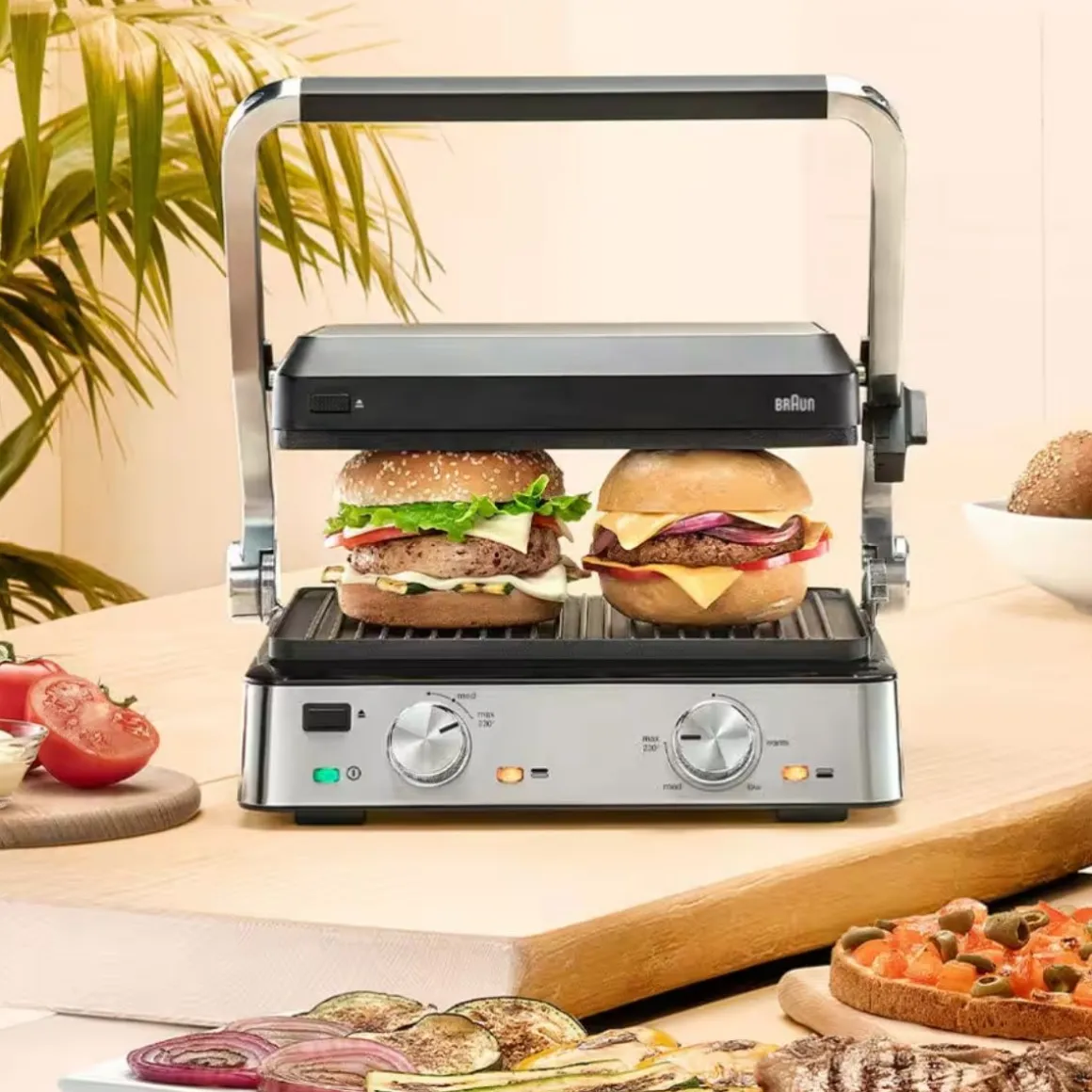 MultiGrill Braun CG7020 2000W 3 en 1 con dos placas acero inox