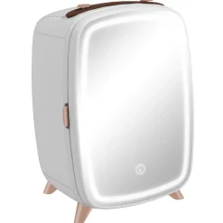 Nevera de cosméticos Homcom 6L espejo + luz LED blanco 35,6x24,3x19,4 cm