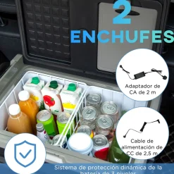 Nevera/congelador para coche Outsunny 60L pantalla LED negro 57,1x71,1x46 cm