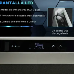 Nevera/congelador para coche Outsunny 60L pantalla LED negro 57,1x71,1x46 cm