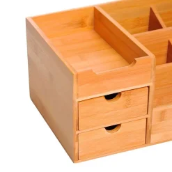 Organizador de escritorio Homcom bambú 15,5x33x20,5 cm
