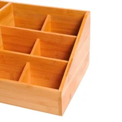Organizador de escritorio Homcom bambú 15,5x33x20,5 cm