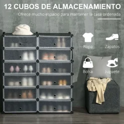Organizador modular Génova Homcom 12 cubos personalizable blanco/negro 108x94x37 cm