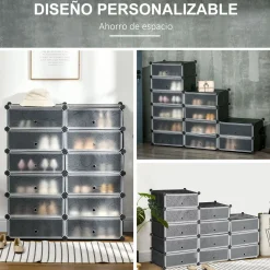 Organizador modular Génova Homcom 12 cubos personalizable blanco/negro 108x94x37 cm