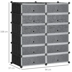 Organizador modular Génova Homcom 12 cubos personalizable blanco/negro 108x94x37 cm