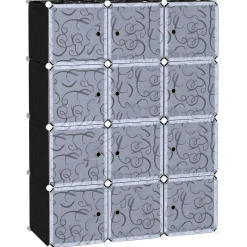 Organizador modular Lume Homcom 12 cubos personalizable blanco/negro 145x111x45 cm