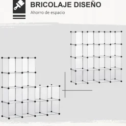 Organizador modular Pluma Homcom 16 cubos transparente 125x125x32 cm