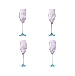 Pack 4 copas flauta Swirly Spring Cristal D’Arques cristalín rosa/verde 21 cl