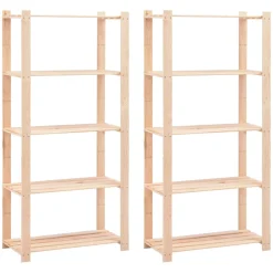 Pack 2 estanterías Everest 5 niveles natural 170x80x38 cm