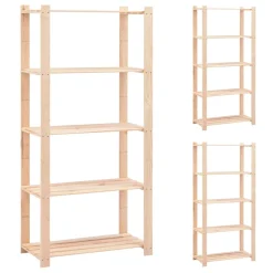 Pack 3 estanterías Nordic 5 niveles natural 170x80x38 cm