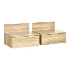 Pack 2 mesitas de noche Kaya Homcom flotantes con cajón natural 30,5x43x36,5 cm